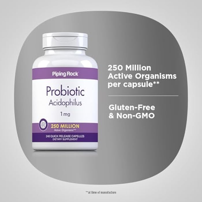 Piping Rock Probiotic Acidophilus Capsules | 250 Million CFU | 240 Pills | Dietary Supplement | Non-GMO, Gluten Free - Image 4
