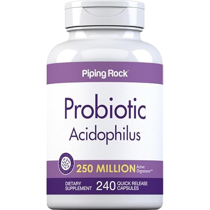 Piping Rock Probiotic Acidophilus Capsules | 250 Million CFU | 240 Pills | Dietary Supplement | Non-GMO, Gluten Free - Image 1