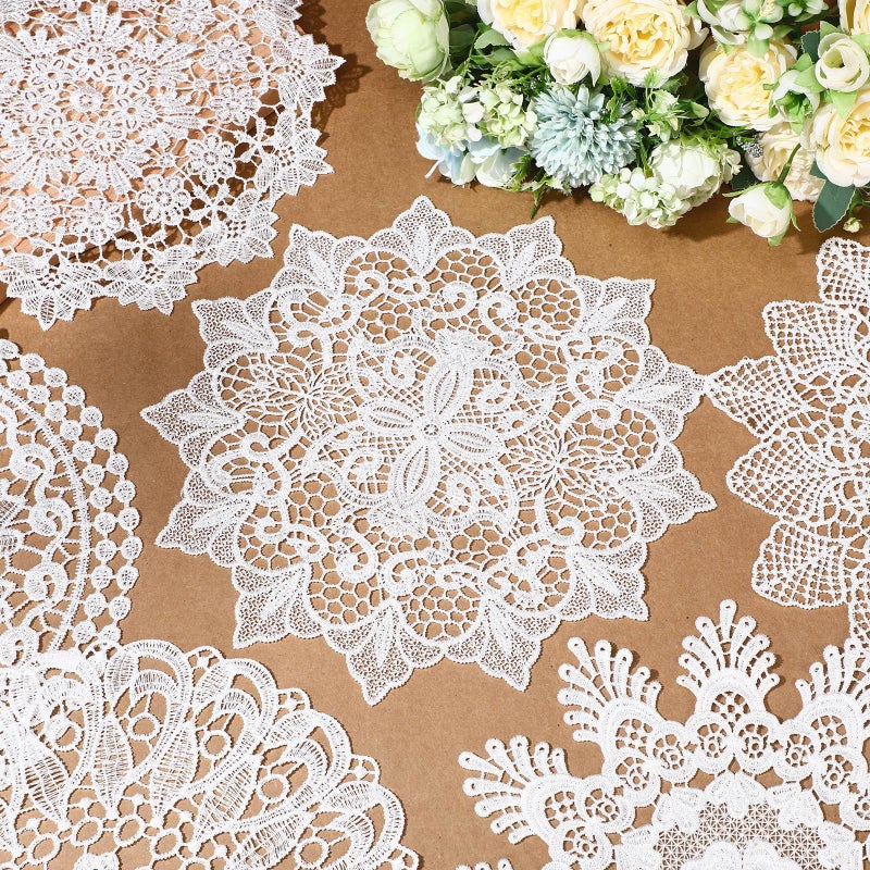 Mimorou 18 Pieces 12 Inch Lace Doilies for Tables Crochet Doilies Vintage Cotton Lace Coasters Handmade Round Placemats Rustic Table Decor for Kitchen Dining Room Wedding Cup Vase Decoration - Image 4