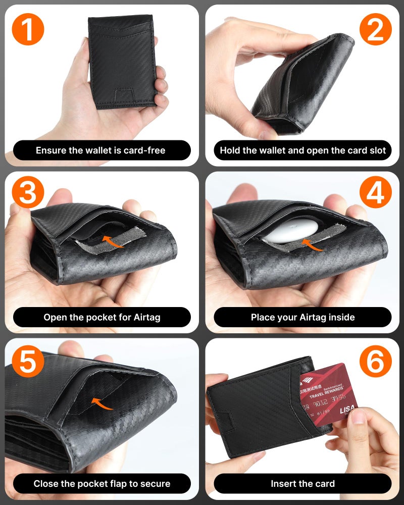 typecase Wallet for Men with Stealth Pocket for AirTag, 3 in 1 Design, Removable ID Window, RFID Blocking, 15 Card Capacity, Slim Carbon Fiber, Bill Divider, Wallet with Gift Box, Hidden Storage for AirTag - Image 3