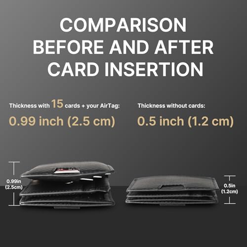 typecase Wallet for Men with Stealth Pocket for AirTag, 3 in 1 Design, Removable ID Window, RFID Blocking, 15 Card Capacity, Slim Carbon Fiber, Bill Divider, Wallet with Gift Box, Hidden Storage for AirTag - Image 5
