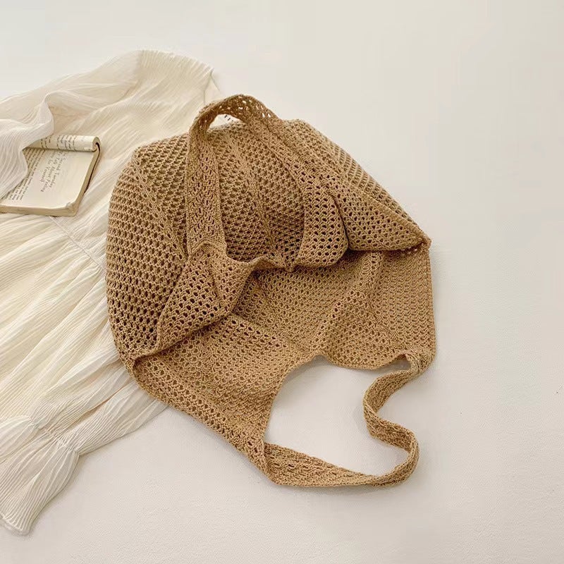 Korean Dongdaemun Knitted Bag Hollow Bag Casual Shoulder Bag Bow Element Knitted Bag - Image 1
