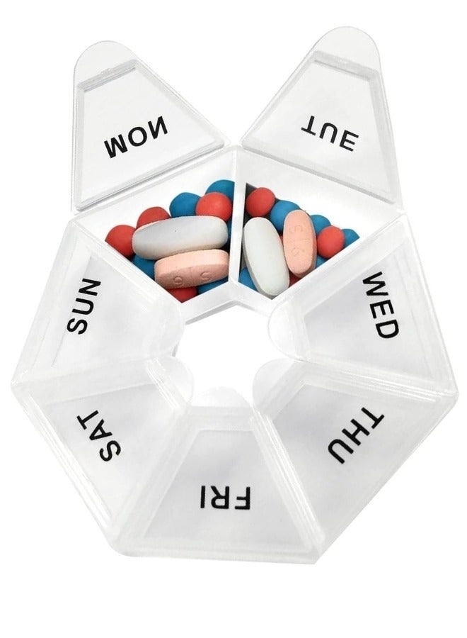 علبة حبوب أسبوعية لمدة 7 أيام باللون الشفاف، لا تفوّت جرعتك أبدًا مع صندوق حبوب كبير، منظم أدوية لأقراص الفيتامينات وكبسولات زيت السمك، تتسع لـ 10 حبات بحجم الأسبرين - Image 2
