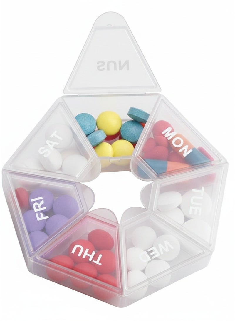 علبة حبوب أسبوعية لمدة 7 أيام باللون الشفاف، لا تفوّت جرعتك أبدًا مع صندوق حبوب كبير، منظم أدوية لأقراص الفيتامينات وكبسولات زيت السمك، تتسع لـ 10 حبات بحجم الأسبرين - Image 1
