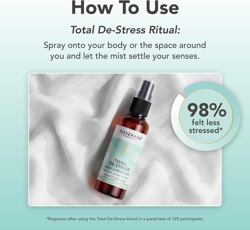 Tisserand Aromatherapy Total DeStress MoodFix Mist Orange Geranium Nutmeg 100 Natural Pure Essential Oils 100ml Calming Mist Spray - Image 4