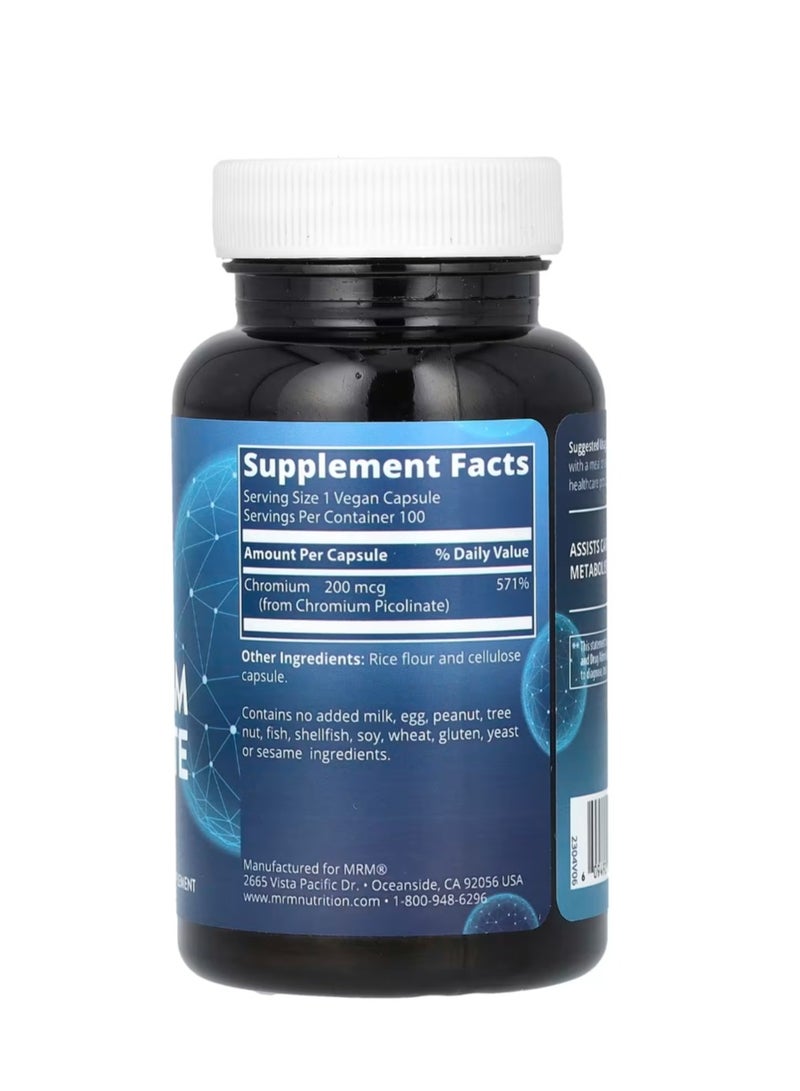 أم آر أم نوتريشون بيكولينات الكروم 100 كبسولة نباتية (200 ميكروجرام لكل كبسولة) - Image 2