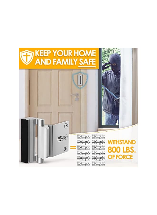 promass Home Security Door Lock with 8 Screws, Childproof Door Reinforcement Lock with 3 Inch Stop Withstand 800 lbs for Inward Swinging Door, Upgrade Night Lock to Defend Your Home (Silver) - Image 2