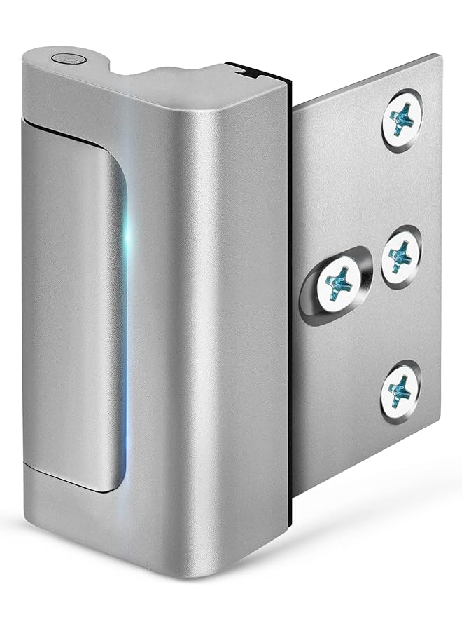 promass Home Security Door Lock with 8 Screws, Childproof Door Reinforcement Lock with 3 Inch Stop Withstand 800 lbs for Inward Swinging Door, Upgrade Night Lock to Defend Your Home (Silver) - Image 1