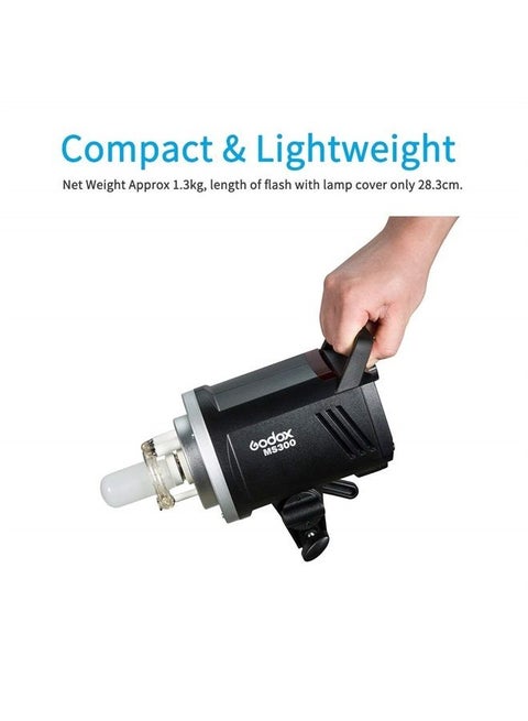 Godox MS300 Compact 300W Studio Flash,Small and Portable 2.4G Wireless X System GN58 5600K Monolight with Bowens Mount 150W Modeling Lamp, 0.1-1.3s Recycle Time Outstanding Output Stability