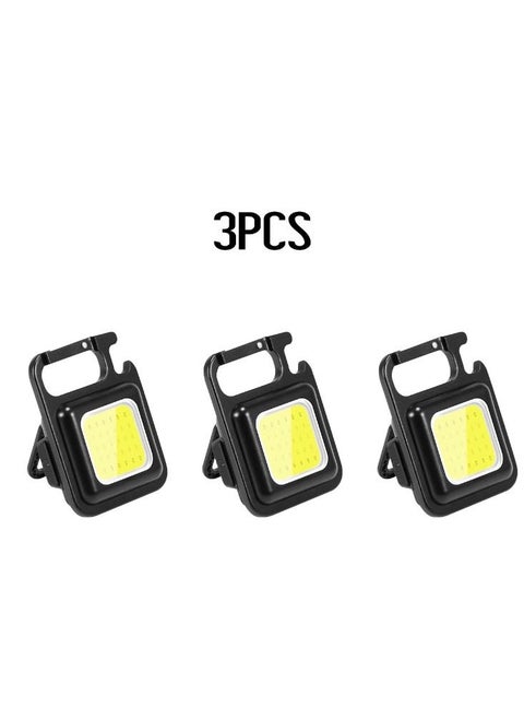 Mini Keychain Flashlights, 4Mode Rechargeable Flashlights High Lumens, COB Super Bright LED Flashlight, Magnetic Work Light with Bottle Opener, Small Pocket Flashlight for Camping Walking Hiking 3PCS