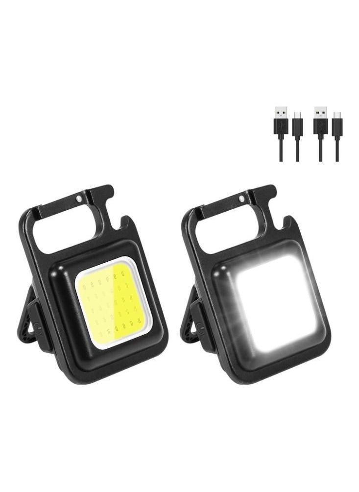 Mini Keychain Flashlights, 4Mode Rechargeable Flashlights High Lumens, COB Super Bright LED Flashlight, Magnetic Work Light with Bottle Opener, Small Pocket Flashlight for Camping Walking Hiking 3PCS