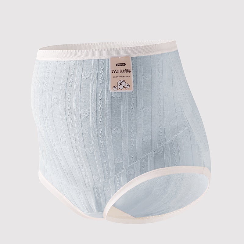 60s Cotton Jacquard Maternity Panties High Waist Light blue 