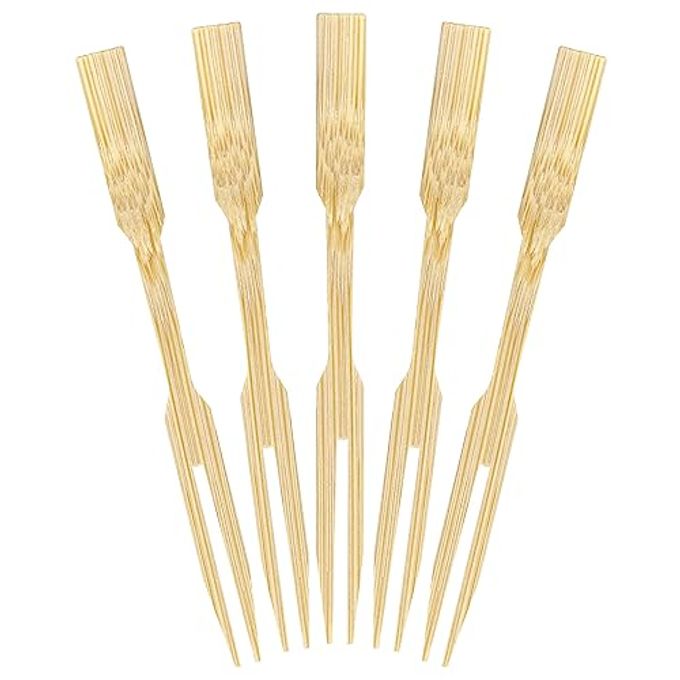 BambooMN Premium 3.5" Bamboo Mini Cocktail Tasting Forks Fruit Picks Party Supplies, 2000 Pieces - Image 1