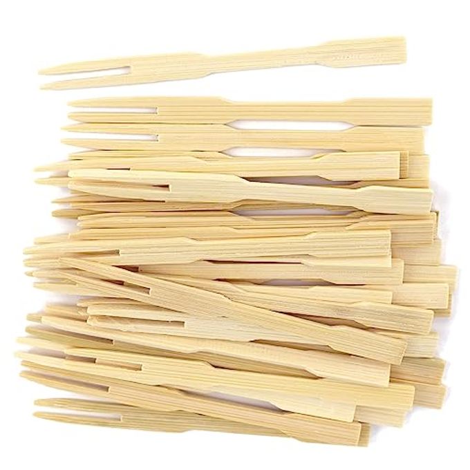 BambooMN Premium 3.5" Bamboo Mini Cocktail Tasting Forks Fruit Picks Party Supplies, 2000 Pieces - Image 2