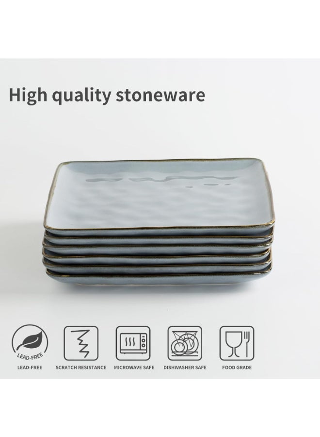 Famiware Ocean Series 6 Pieces Dinner Plate Set, Square, Blue - Image 2