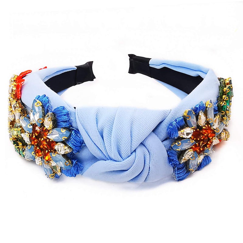 QTMY Rhinestone Crystal Headbands for WomenHair Hoop Accessories Headwear Jewelry522Blue