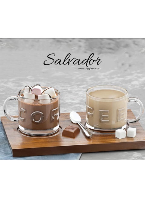 City Glass COFFEE and Tea Mug Set | 3 Pieces Large Tea Cups for Tea, Cappuccino or Nescafe | Clear and Elegant 300ml