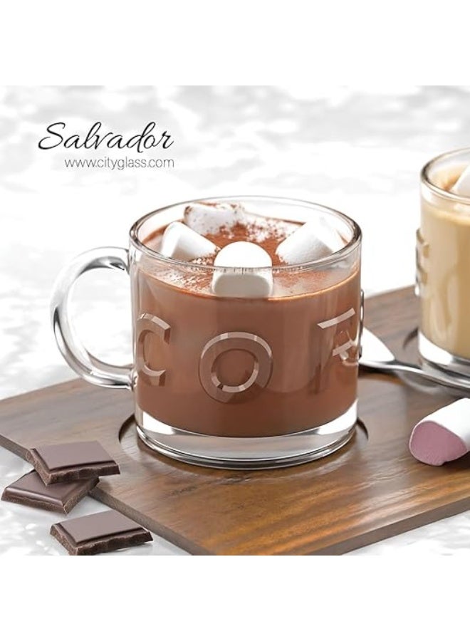 سيتى جلاس طقم أكواب كوفي للقهوة والشاي من سيتي جلاس| 2 كوب شاي كبير منقط للشاي أو الكابتشينو أو نسكافيه | شفاف وأنيق سعة 300 مل - Image 3