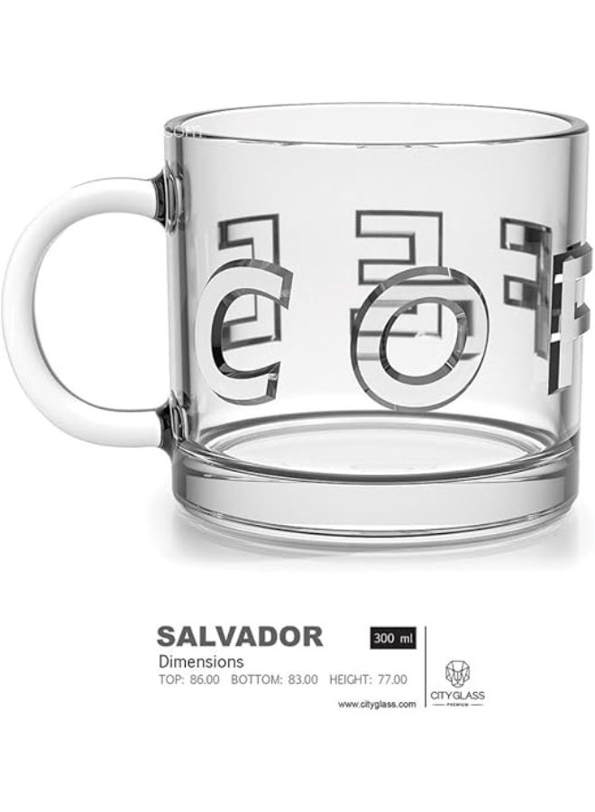 سيتى جلاس طقم أكواب كوفي للقهوة والشاي من سيتي جلاس| 2 كوب شاي كبير منقط للشاي أو الكابتشينو أو نسكافيه | شفاف وأنيق سعة 300 مل - Image 4