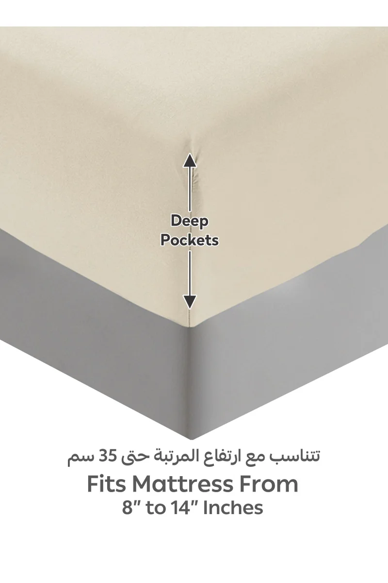 دوناتيلا Bedding Fitted Sheet - Fits 200x200 Cm For King Bed - 3 Pcs (1 Fitted Sheet and 2 Pillowcases) - 35 Cm Deep Pocket - Solid Bed Sheet