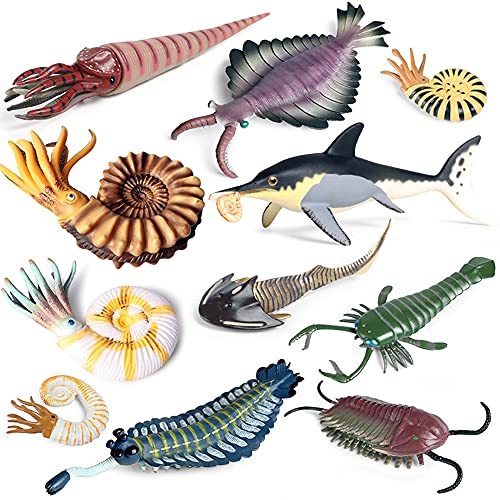 RCOMG 11PCS Prehistoric Sea Creatures Toys Ancient Cambrian Ocean Animal Figurines Plastic Educational Marine Animal Figures for Cake Topper School Project Learning Toy - Image 1