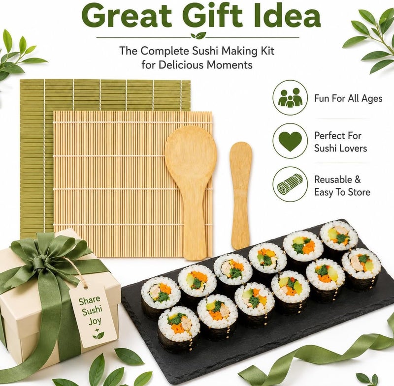 Exzact Sushi Rolling Kit 4pcs Sushi Maker - 2 x Sushi Rolling Mats, 1 x Rice Paddle, 1 x Rice Spreader - Suitable Beginner and Experienced - Image 5