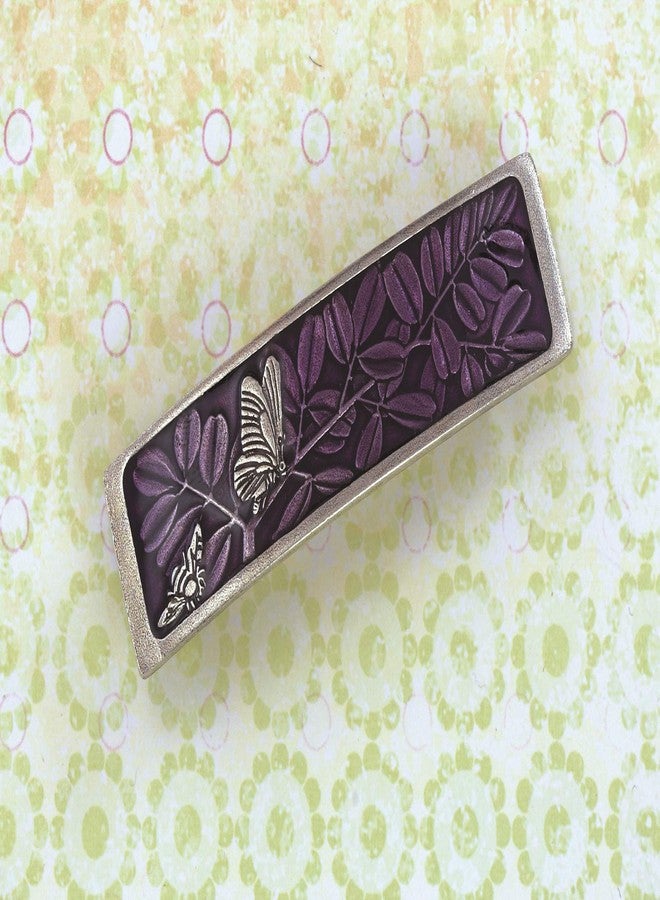 Danforth Butterfly and Bee Barrette (Purple) - Handcrafted Pewter Hair Barrettes For Women - 3 1/8” Wide, Made In USA - Image 2