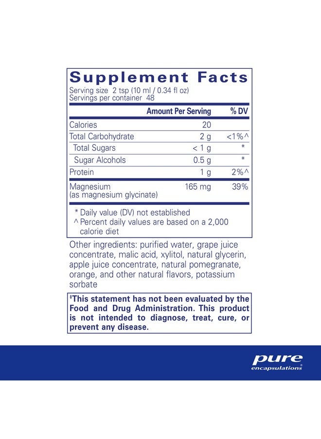Pure Encapsulations Magnesium Glycinate Liquid ; Supports Musculoskeletal And Cardiovascular Health* ; 16.2 Fl. Oz. - Image 3