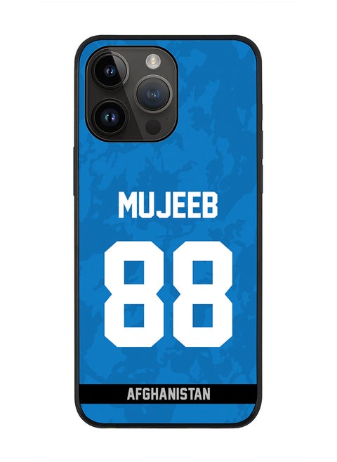 Rugged Black Edge Case iPhone 14 Pro Max, Slim fit Soft Case Flexible Rubber Edges Thin Cover - Player Name - Mujeeb Ur Rahman, Jersey Number- 88