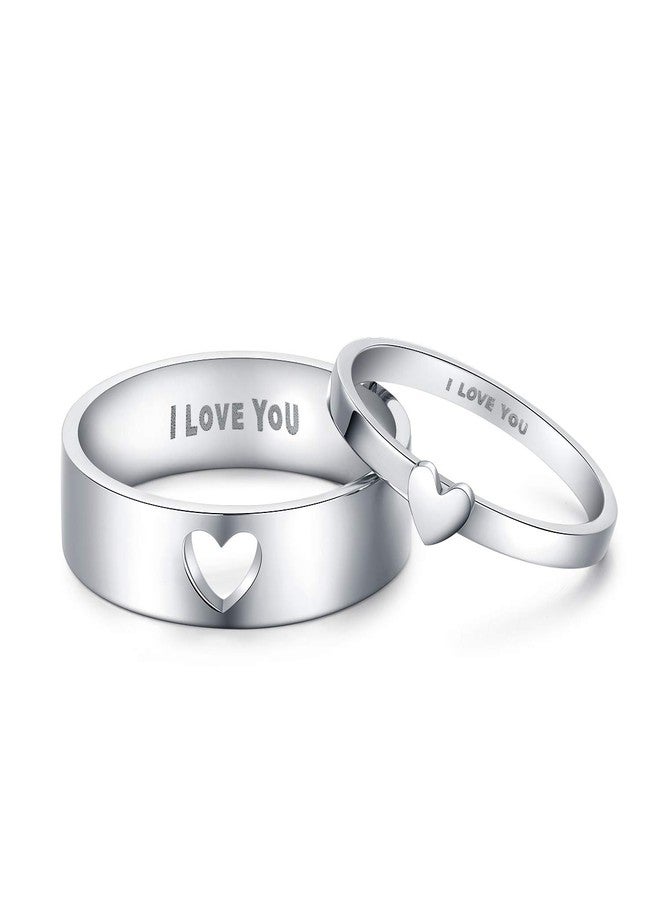 LAVUMO Matching Heart Promise Rings for Couples I Love You Engagement Wedding Ring Band Sets for Him and Her Stainless Steel High Polished Comfort Fit (Men Size 10 & Women Size 7) - Image 2