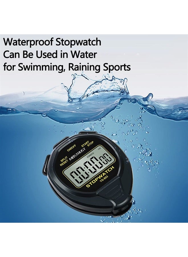 MOSTRUST Digital Simple Waterproof Stopwatch with On/Off, No Bells, No Clock, No Date, Only Basic Silent Stopwatch Large Display for Swimming Sports Kids Coaches (Black) - Image 4