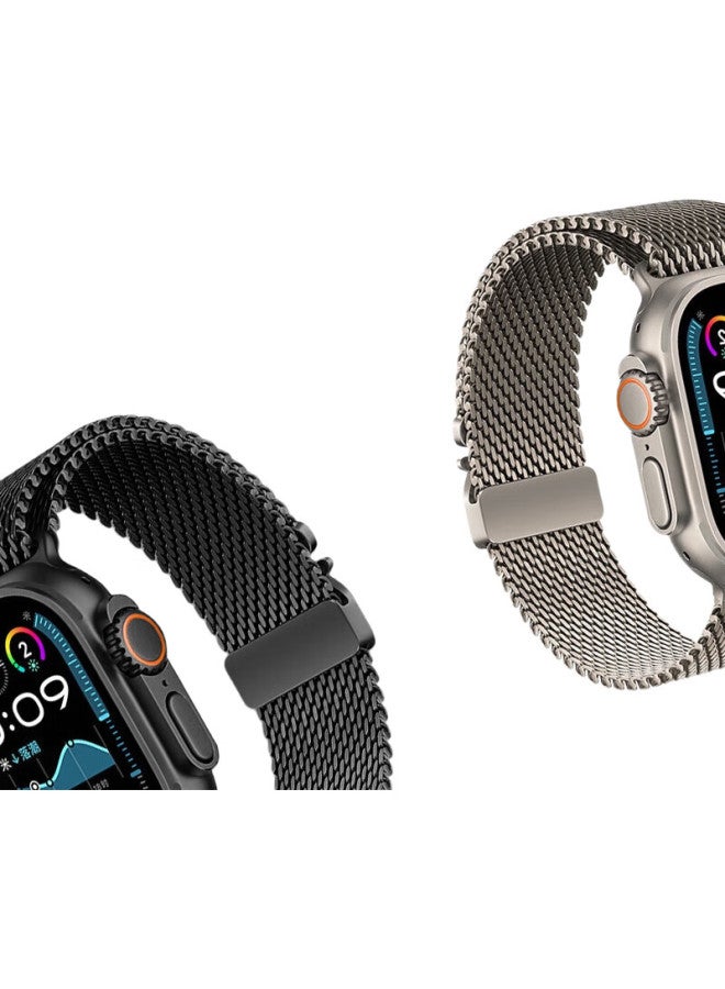 MSSM New Milanese Parachute Buckle Watch Band For Apple Watch Ultra2/S10/9 [Titanium] 49/46/45/44 - Image 3