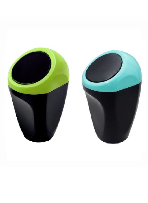 Storescent Mini Car Bustbin Can Small Portable Trash Can with Lid for Car Home Office Pack of 2 BlueGreen