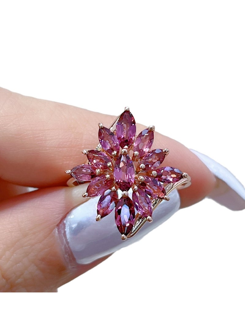 Hot sell new fashion women natural pyrope gem stone ring，with 925 silver plated by white gold，with national jewelry inspection certificate  - Image 3