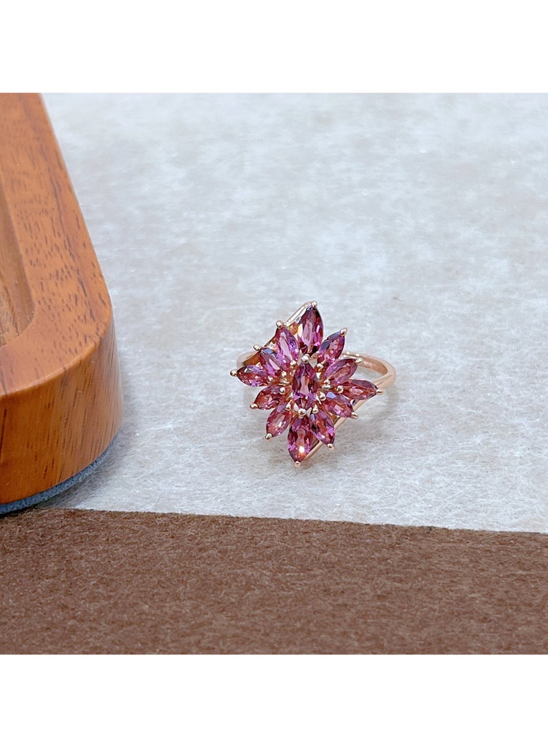 Hot sell new fashion women natural pyrope gem stone ring，with 925 silver plated by white gold，with national jewelry inspection certificate  - Image 2