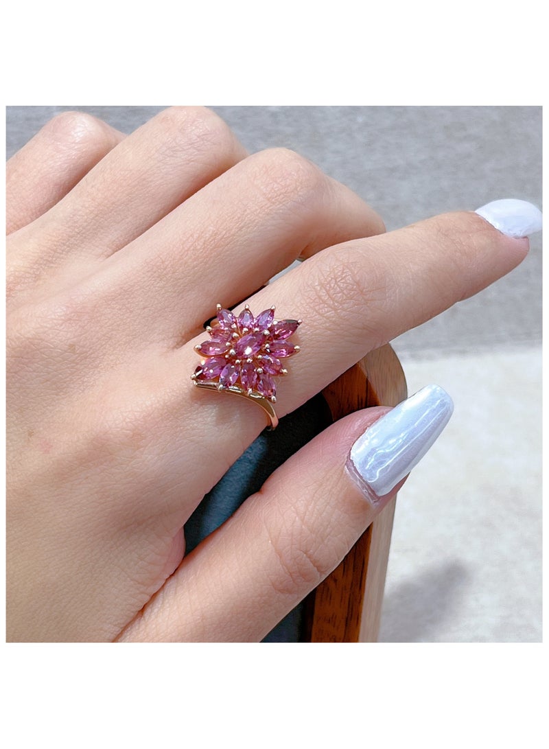 Hot sell new fashion women natural pyrope gem stone ring，with 925 silver plated by white gold，with national jewelry inspection certificate  - Image 5