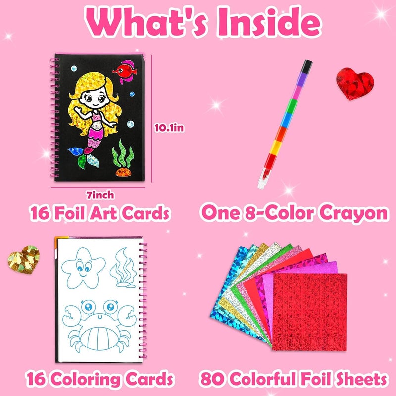 FUNNYB&G Foil Art Kit - Foil Crafts for Kids, Toys for Girls 4+ Years Old, No Mess Travel Essentials, Kids Toys, Girls Gifts, Birthday Gift, Coloring Books for Kids - Image 5