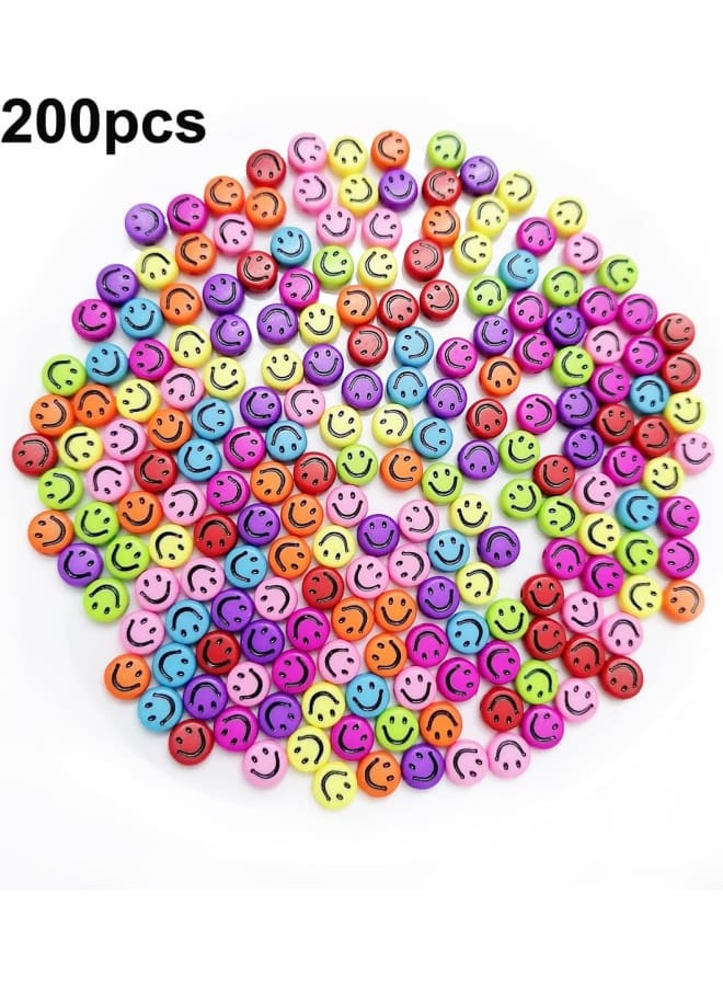 Smile Face Beads Happy Face Beads 1000 Pieces Colorful Heart, Love, Stars, Moon, Flowers, Smiling, Acrylic Round Beads for Women Girls DIY Jewelry Bracelet Necklace Craft Making Supplies - Image 2