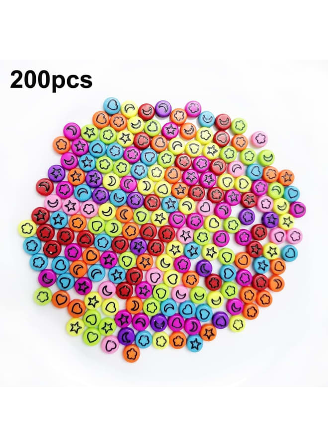 Smile Face Beads Happy Face Beads 1000 Pieces Colorful Heart, Love, Stars, Moon, Flowers, Smiling, Acrylic Round Beads for Women Girls DIY Jewelry Bracelet Necklace Craft Making Supplies - Image 5