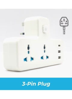 Panvil Premium Universal Multi Plug Extension with 2 Sockets |  Dual USB Ports | 1 C Type Port | 3-Pin Plug | Surge Protection & Safety Features | 2500W | 250V - 50Hz / 60Hz | 13/16 A V | Child Safety Lock | For Home & Office  - Image 2
