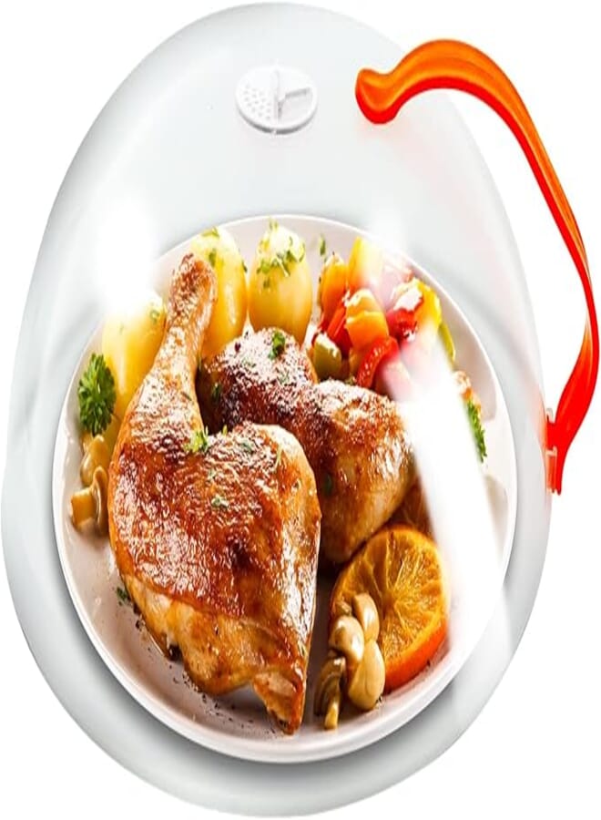 Eutuxia Microwave Plate Cover with easy-grip Lid, Handle, Adjustable Steam vent Holes, Splatter Guard Protection While Microwaving, Dishwasher Safe &10.62 inch