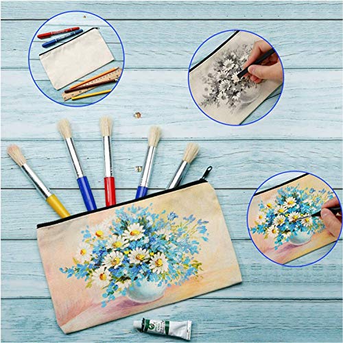Lify DIY Craft Blank Bag Canvas Makeup Pencil Pouch with Zipper- Multipurpose Pen Pencil Case Cotton Canvas Cosmetic Bag Travel Cosmetic Bag- Blue (6pcs)- Red (6pcs) -12 Piece Pack - Image 5