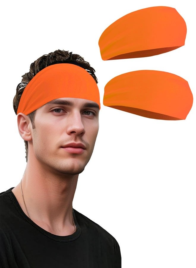JHYWELL Headbands for Men & Women, Orange Headband Non-Slip Sweatband for Sports, Sweat Head Bands, Hairbands Sweatbands for Running Cycling Yoga Basketball Workout Football Tennis Training (Orange Pack) - Image 1