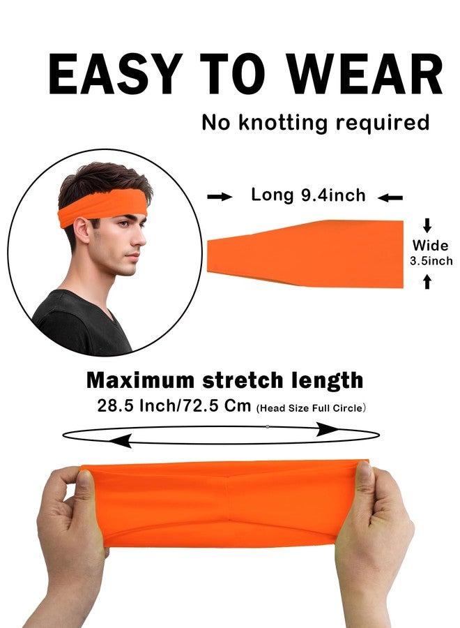 JHYWELL Headbands for Men & Women, Orange Headband Non-Slip Sweatband for Sports, Sweat Head Bands, Hairbands Sweatbands for Running Cycling Yoga Basketball Workout Football Tennis Training (Orange Pack) - Image 4