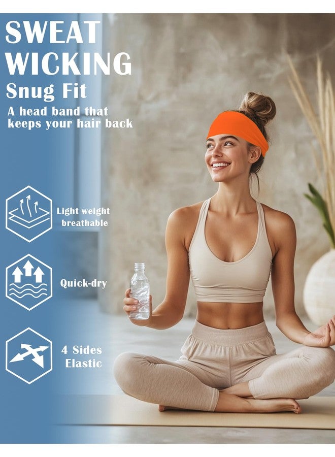 JHYWELL Headbands for Men & Women, Orange Headband Non-Slip Sweatband for Sports, Sweat Head Bands, Hairbands Sweatbands for Running Cycling Yoga Basketball Workout Football Tennis Training (Orange Pack) - Image 3