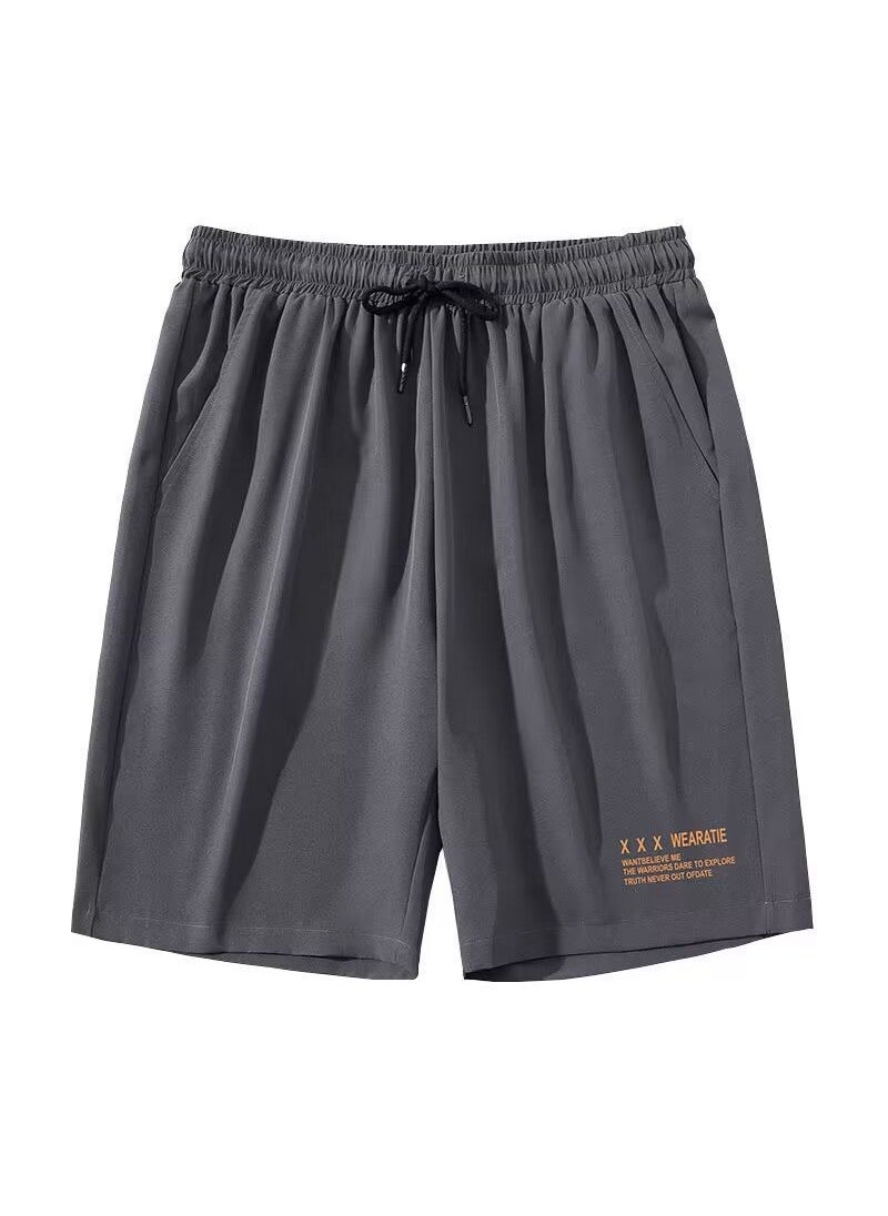Generic - Sports Shorts Mens Fashionable Brand Summer Thin Five-point Pants Fashionable Outer Wear American Casual Pants Loose Large Size Basketball PantsK181-Ice Silk Shorts [Dark Grey]] K181-Ice Silk Shorts [Dark Grey]] - Image 1