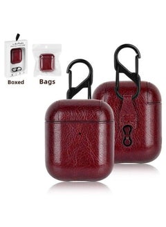 For Apple Bluetooth Headset Protective Case Airpods Pro Leather AppleAirpods432 Generation Headphone Case-Color:Dark Red Back Buckle-Applicable Model:Airpods 4 In Carton