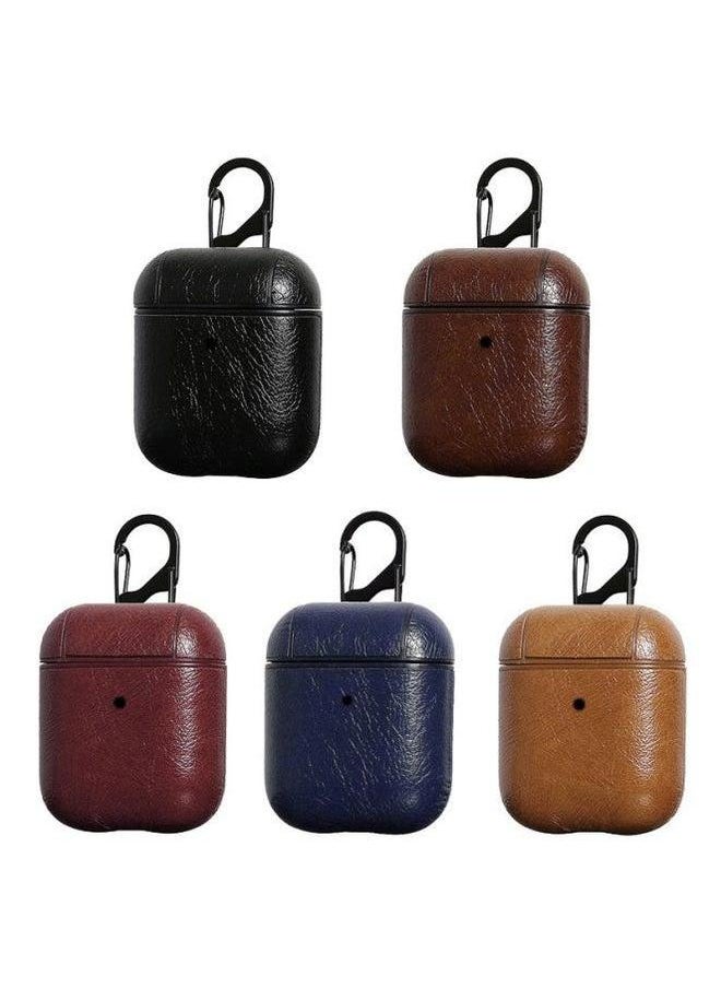 Generic - For Apple Bluetooth Headset Protective Case Airpods Pro Leather AppleAirpods432 Generation Headphone Case-Color:Dark Red Back Buckle-Applicable Model:Airpods 4 In Carton - Image 1