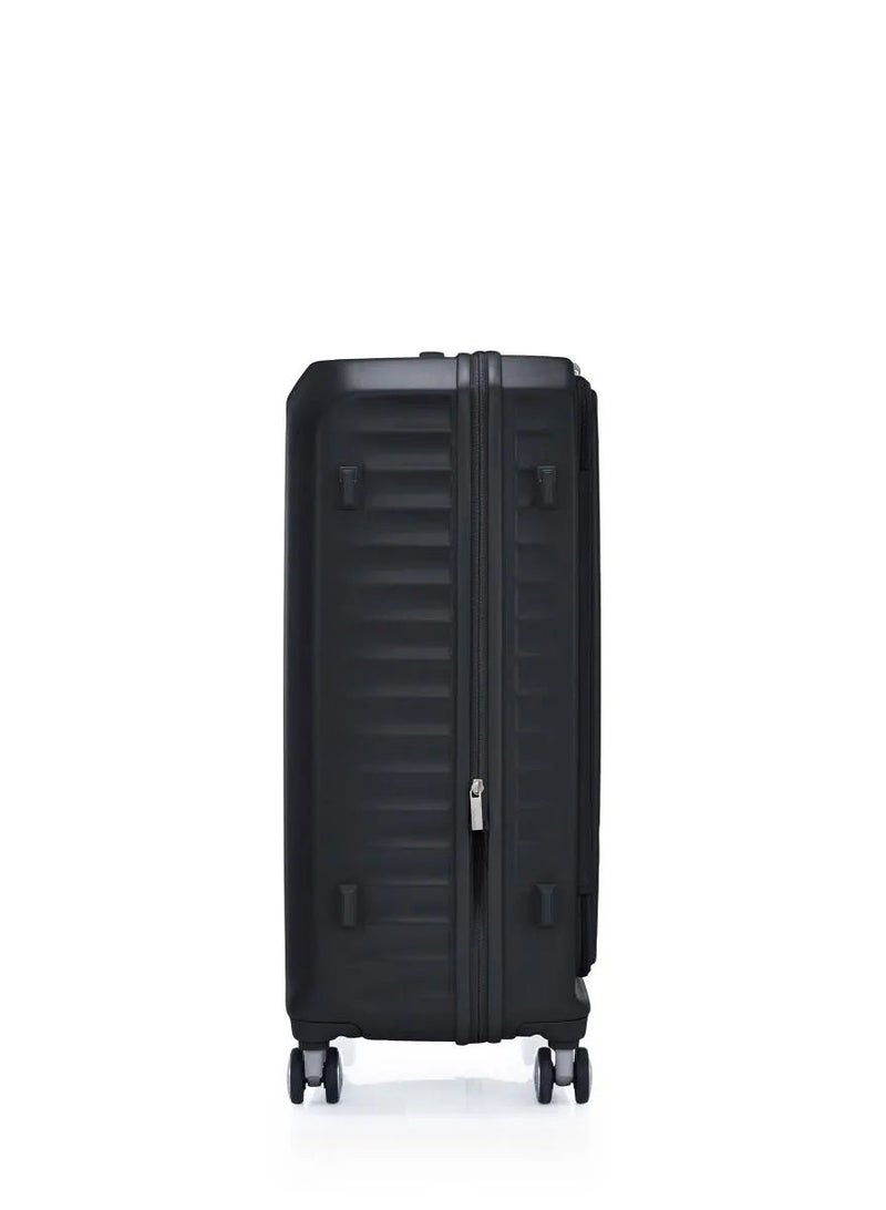 AMERICAN TOURISTER Frontec Suitcase, Check-In Size 79 cm / 29 inch, 4 Spinner Wheels, Hard Top, Polycarbonate, Black|Expandable|Book Opening|2-in-1 Optimov™ + STEPause™ Shock Absorbing Wheels|TSA 008 Lock|DuoSaf™ Security Zipper - 3 Years International Warranty - Image 3