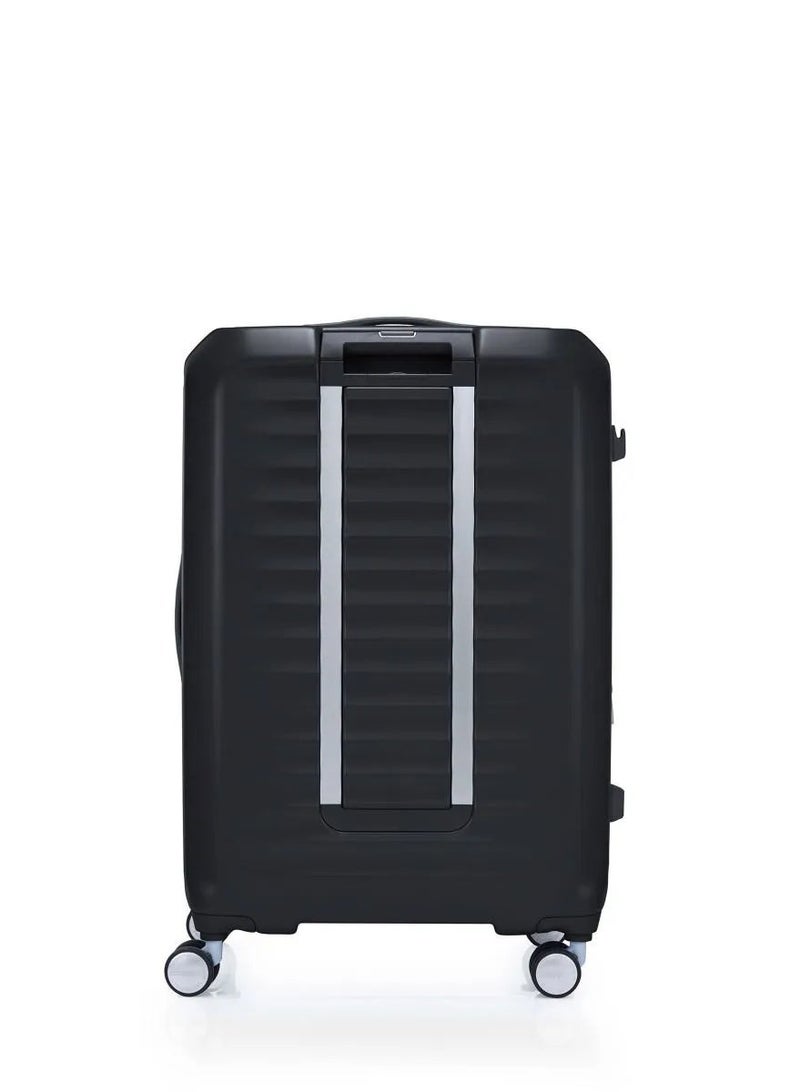 AMERICAN TOURISTER Frontec Suitcase, Check-In Size 79 cm / 29 inch, 4 Spinner Wheels, Hard Top, Polycarbonate, Black|Expandable|Book Opening|2-in-1 Optimov™ + STEPause™ Shock Absorbing Wheels|TSA 008 Lock|DuoSaf™ Security Zipper - 3 Years International Warranty - Image 5